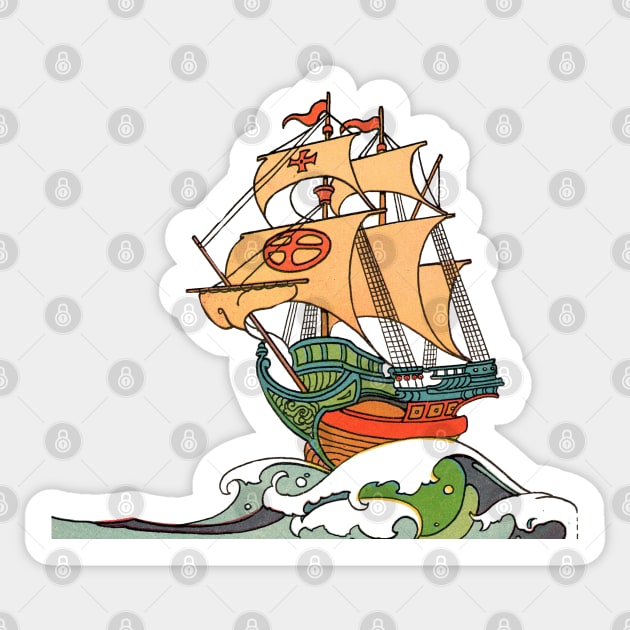 Retro Pirate Ship Sticker by elevens.design